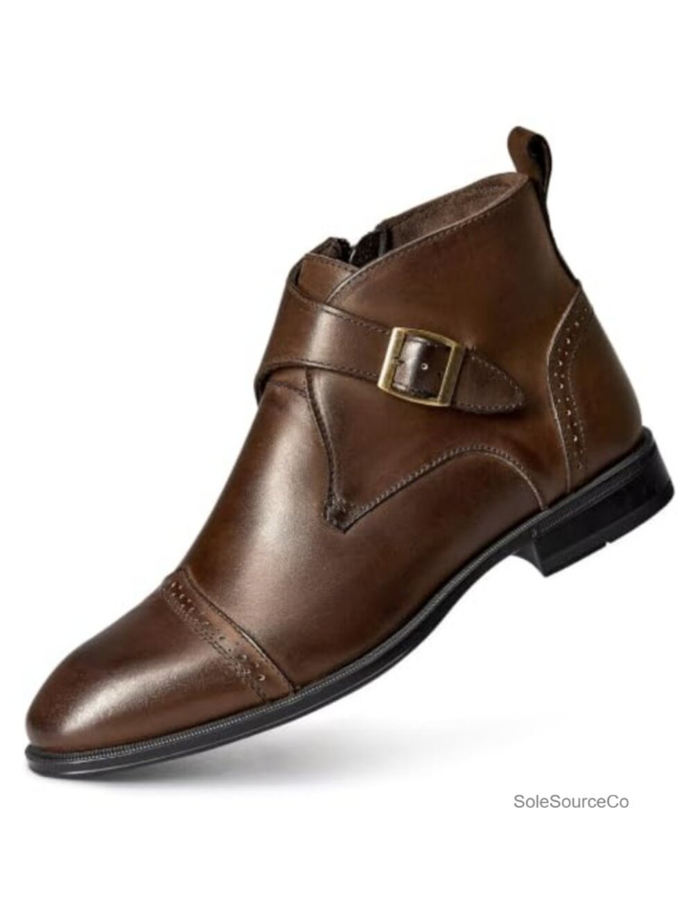 Men's Genuine Leather Ankle Dress Boots Side Zip Cap Toe Casual Oxford Style